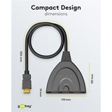 goobay HDMI-Umschaltbox 3 auf 1 (4K @ 60Hz), HDMI Switch schwarz, 55cm Kabel