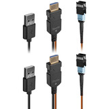 Lindy 100m MPO-Glasfaser HDMI 8K60 Extender, HDMI Verlängerung orange/schwarz