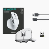 Logitech MX Master 3S, Maus hellgrau, 7 Tasten, Logi Bolt, Bluetooth, kompatibel mit PC/Mac/iPad/Android