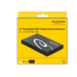 DeLOCK Externes Gehäuse für 2.5″ SATA HDD / SSD mit SuperSpeed USB 10 Gbps (USB 3.1 Gen 2), Laufwerksgehäuse schwarz