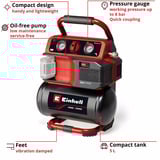 EINHELL Power X-Change Akku-Kompressor TE-AC 18/75 Li OF-Solo, 18Volt schwarz/rot, ohne Akku und Ladegerät