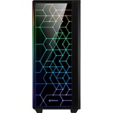 Sharkoon RGB LIT 100, Tower-Gehäuse schwarz, Front und Seitenteil aus gehärtetem Glas