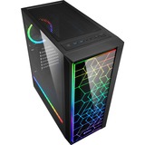 Sharkoon RGB LIT 100, Tower-Gehäuse schwarz, Front und Seitenteil aus gehärtetem Glas