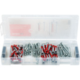 fischer Mini FixTainer DuoPower + Schrauben, Dübel hellgrau/rot, 95-teilig
