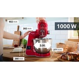 Bosch MUM5X720 Küchenmaschine rot/silber, 1.000 Watt, integrierte Waage, Serie 4