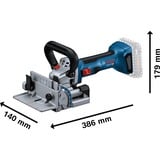 Bosch Professional Akku-Flachdübelfräse GFF 18V-22 Professional Solo, 18 Volt, Nutfräse blau/schwarz, ohne Akku und Ladegerät, in L-BOXX