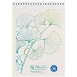 Herlitz Spiralnotizblock A7 50 Blatt kariert GREENline Ginkgo, College Block kariert, A7
