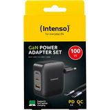 Intenso Intenso Power Adapter W100ACC GaN + C520C Kabel, Ladegerät schwarz, 100 Watt