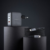 Intenso Intenso Power Adapter W100ACC GaN + C520C Kabel, Ladegerät schwarz, 100 Watt