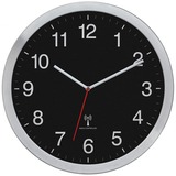 TFA Analoge XL-Funk-Wanduhr mit Aluminium-Rahmen schwarz/silber, Ø 40cm