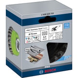 Bosch Professional PRO Stainless Steel heavy X-Lock Topfbürste, Ø 75mm, gezopft 0,5mm Edelstahldraht, für kleine X-LOCK Winkelschleifer