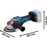 Bosch PRO X-LOCK Akku-Winkelschleifer BITURBO GWX 18V-15 PSC Professional solo, Ø 125mm blau/schwarz, Ohne Akku und Ladegerät, in L-BOXX