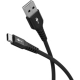 goobay Supersoftes USB 2.0 Textilkabel, USB-A Stecker > USB-C Stecker schwarz, 1 Meter
