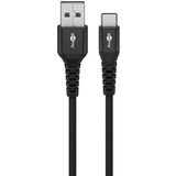 goobay Supersoftes USB 2.0 Textilkabel, USB-A Stecker > USB-C Stecker schwarz, 1 Meter