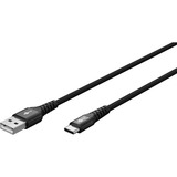 goobay Supersoftes USB 2.0 Textilkabel, USB-A Stecker > USB-C Stecker schwarz, 1 Meter