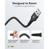 goobay Supersoftes USB 2.0 Textilkabel, USB-A Stecker > USB-C Stecker schwarz, 1 Meter