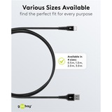 goobay Supersoftes USB 2.0 Textilkabel, USB-A Stecker > USB-C Stecker schwarz, 1 Meter