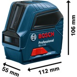 Bosch Professional Kreuzlinienlaser GLL 2-10 Professional blau/schwarz, rote Laserlinien