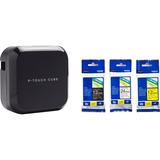 Brother P-touch CUBE plus Startpaket, Etikettendrucker schwarz, inkl. 3 Schriftbänder