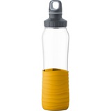Emsa Drink2Go GLAS Trinkflasche 0,7 Liter transparent/gelb, Schraubverschluss