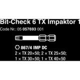Wera Bit-Check 6 TX Impaktor 1, 1/4", 6-teilig, Bit-Satz diamantbeschichtet, extrem belastbar