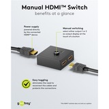 goobay Manuelle HDMI-Umschaltbox 2 auf 1 (4K @ 30Hz), HDMI Switch schwarz