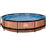 Exit Toys Wood Pool, Frame Pool Ø 360x76cm, Schwimmbad braun, mit Filterpumpe