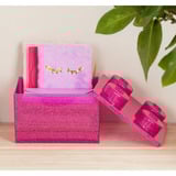 Room Copenhagen LEGO Storage Brick 4 Top Lid Glitter , Aufbewahrungsbox pink/transparent