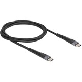 DeLOCK USB 2.0 Kabel, USB-C Stecker > USB-C Stecker mit verlängertem Knickschutz schwarz, 1 Meter, PD 3.0, Laden mit bis zu 60 Watt