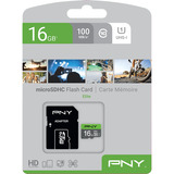 PNY Elite microSD 16 GB, Speicherkarte grau/grün, Class 10, UHS-I, SD-Adapter