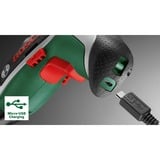 Bosch Akkuschrauber IXO 7 Wasserwagen-Set 3,6Volt grün/schwarz, Li-Ionen Akku 2,0Ah, Wasserwaage 12cm, Bitsatz