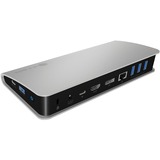 ICY BOX IB-DK2408-C, Dockingstation silber/schwarz, USB-C, HDMI, DisplayPort, Kartenleser, USB-A, Gigabit LAN
