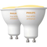 Philips Hue White Ambiance GU10 + Bridge, LED-Lampe Doppelpack, ersetzt 35 Watt, inkl. Hue Bridge