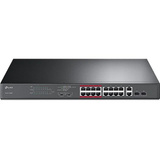 TP-Link TL-SL1218MP, Switch schwarz, 16-Port-10/100Mbit/s-+2-Port-Gigabit- Unmanaged PoE-Switch