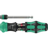 Wera Kraftform Kompakt 20 RA-R mit Tasche, Bit-Satz schwarz/grün, 6-teilig, 1/4", mit Ratschenfunktion und Rapidaptor Schnellwechselfutter