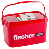 fischer Dübel DuoPower 6x30 Eimer hellgrau/rot, 3.200 Stück, wiederverschließbarer Kunststoff-Eimer mit Deckel