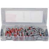 fischer Mini FixTainer DuoLine, Dübel hellgrau/rot, 77-teilig