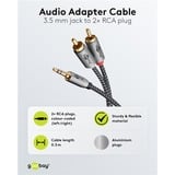 goobay Plus Audio Adapterkabel AUX 3,5mm Klinke > Stereo-Cinch Stecker schwarz/silber, 3 Meter