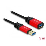 DeLOCK USB 3.2 Gen 1 Verlängerungskabel, USB-A Stecker > USB-A Buchse schwarz/rot, 5 Meter, SuperSpeed