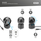 Digitus 1D 2D Desktop USB Barcode Scanner, Barcode-Scanner schwarz, QR-Code kompatibel