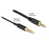 DeLOCK Audio Verlängerungskabel 3,5mm 4Pin Stecker > 3,5mm 4Pin Buchse Ultra Slim schwarz, 0,5 Meter