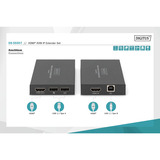 Digitus HDMI KVM IP Extender Set, 150 Meter, HDMI Verlängerung schwarz, Sendeeinheit + Empfängereinheit