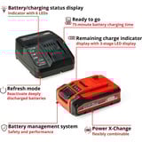 EINHELL Professional Akku-Winkelschleifer AXXIO 18/125, 18Volt rot/schwarz, Li-Ion Plus Akku 4,0Ah