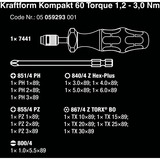 Wera Kraftform Kompakt 60 Torque 1,2-3,0Nm, 17-teilig, Bit-Satz schwarz/grün, inkl. Drehmoment-Schraubendreher