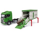 bruder 03548 Scania Super 560R Tiertransport-LKW, Modellfahrzeug inkl. 1 Rind