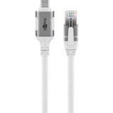 goobay Ethernet-Kabel USB-C 3.2 Gen2 Stecker > RJ-45 Stecker, LAN-Adapter weiß, 5 Meter, geflochtener Textilmantel