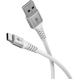 goobay Supersoftes USB 2.0 Textilkabel, USB-A Stecker > USB-C Stecker weiß, 2 Meter