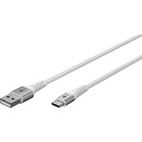 goobay Supersoftes USB 2.0 Textilkabel, USB-A Stecker > USB-C Stecker weiß, 2 Meter