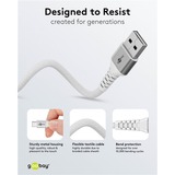goobay Supersoftes USB 2.0 Textilkabel, USB-A Stecker > USB-C Stecker weiß, 2 Meter