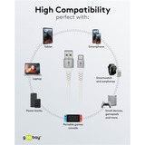 goobay Supersoftes USB 2.0 Textilkabel, USB-A Stecker > USB-C Stecker weiß, 2 Meter